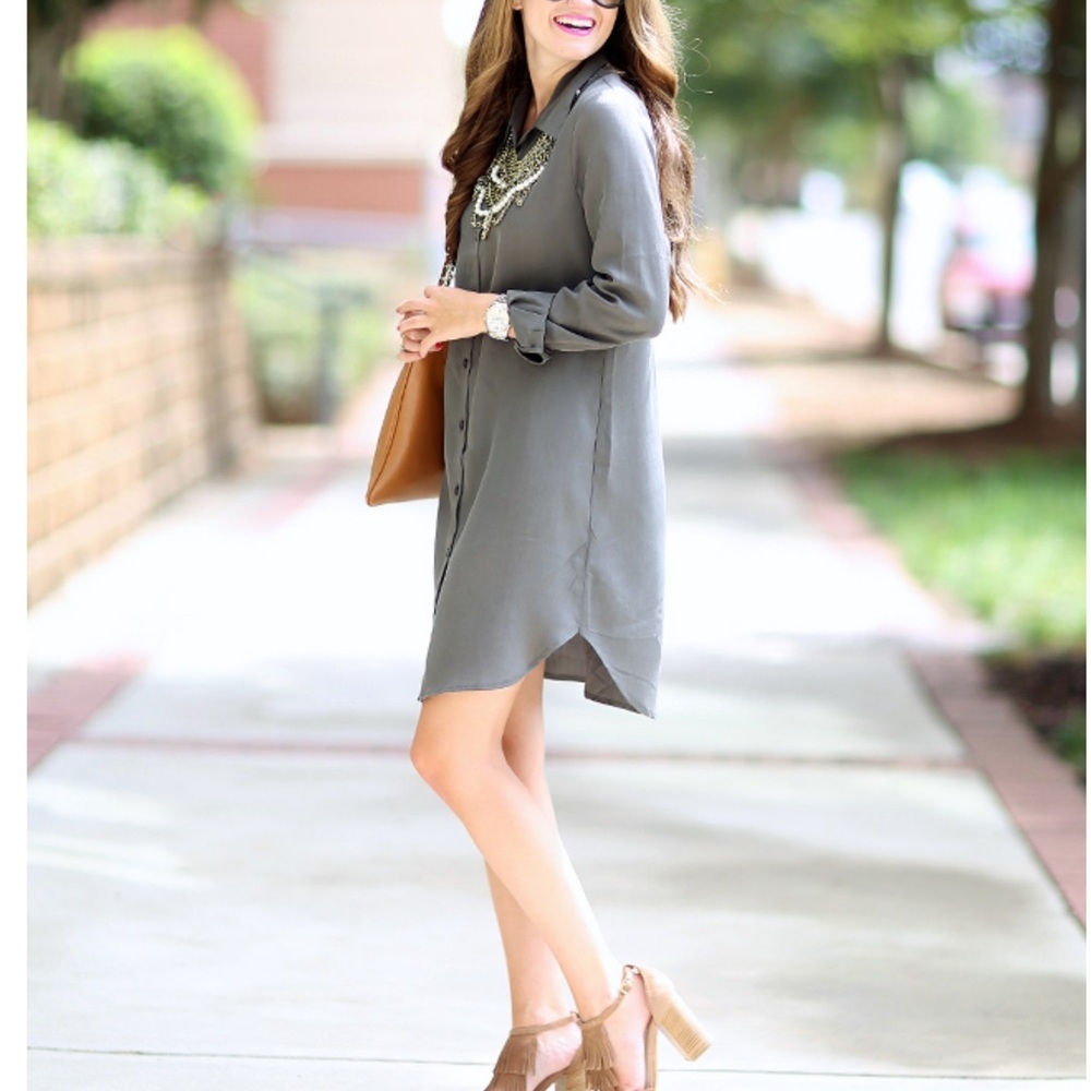 Wayf Olive Green Shirt Dress